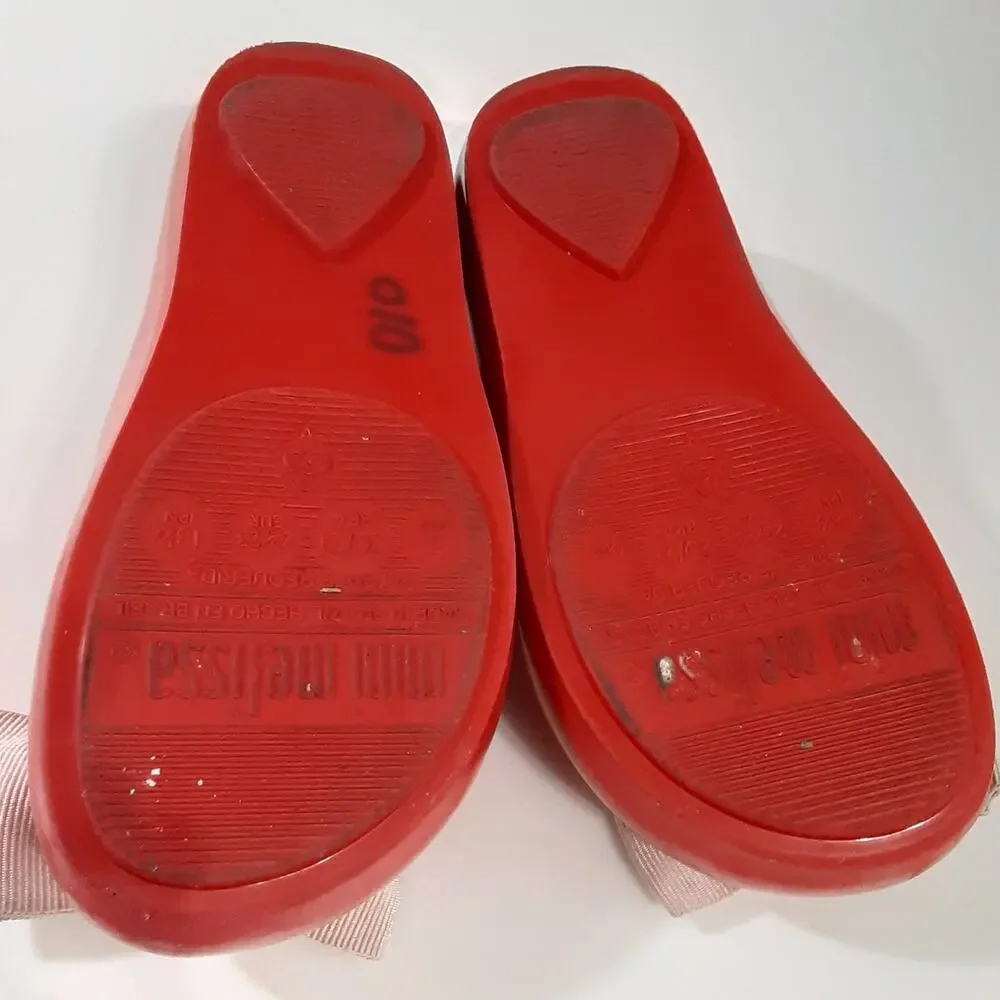 Mini Melissa UltraGel Bow Flats Cherry Red Mary Jane Dress Shoes Girls 7 Holiday